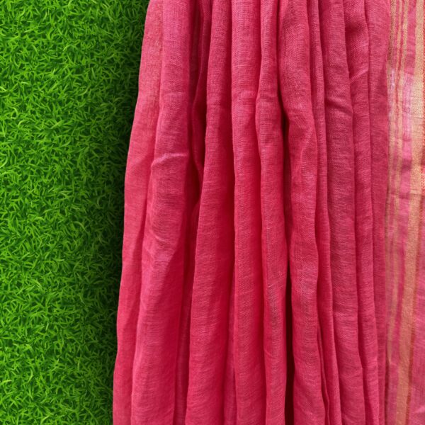 pink linen saree